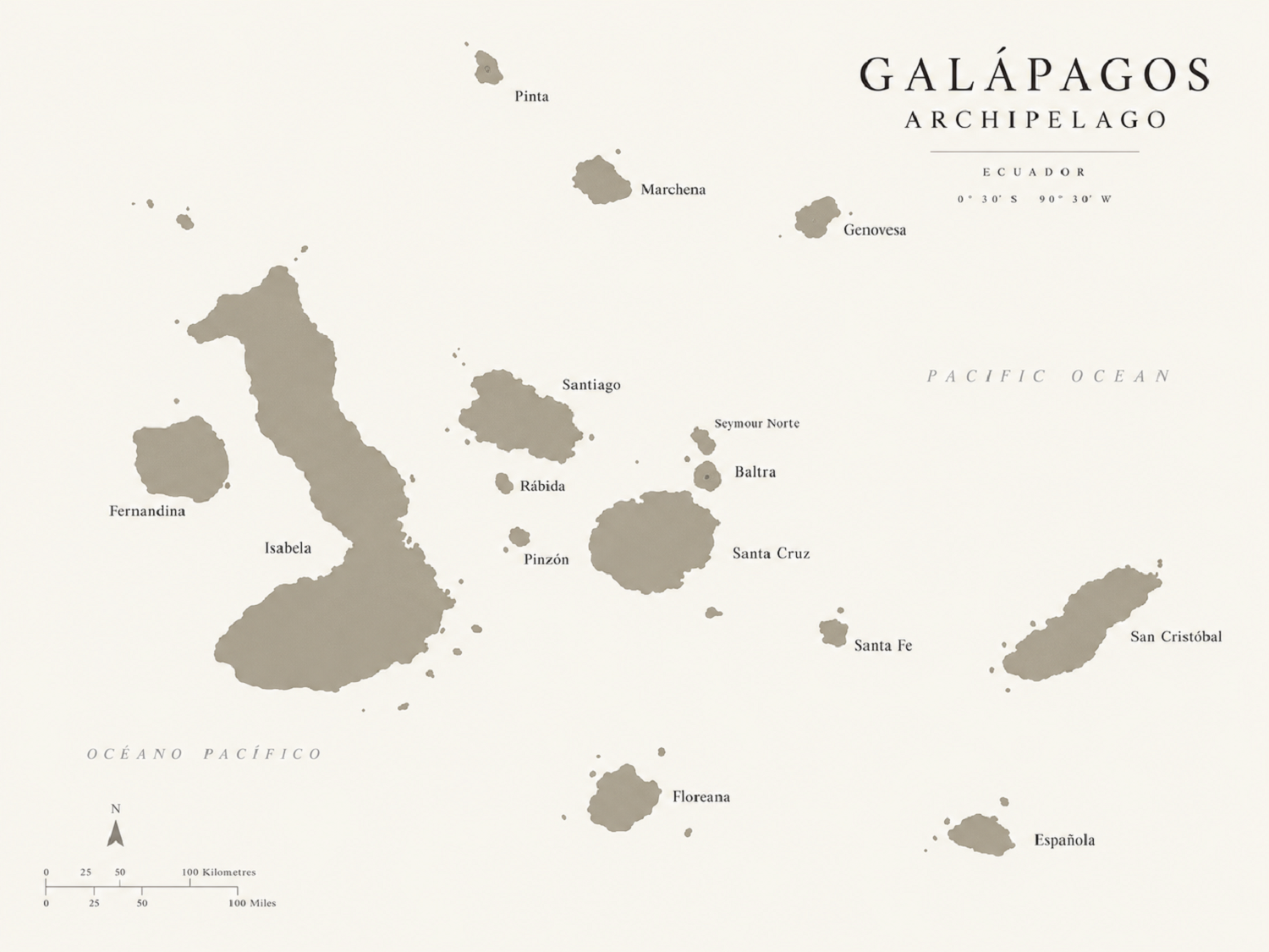 Map of the Galapagos Islands.